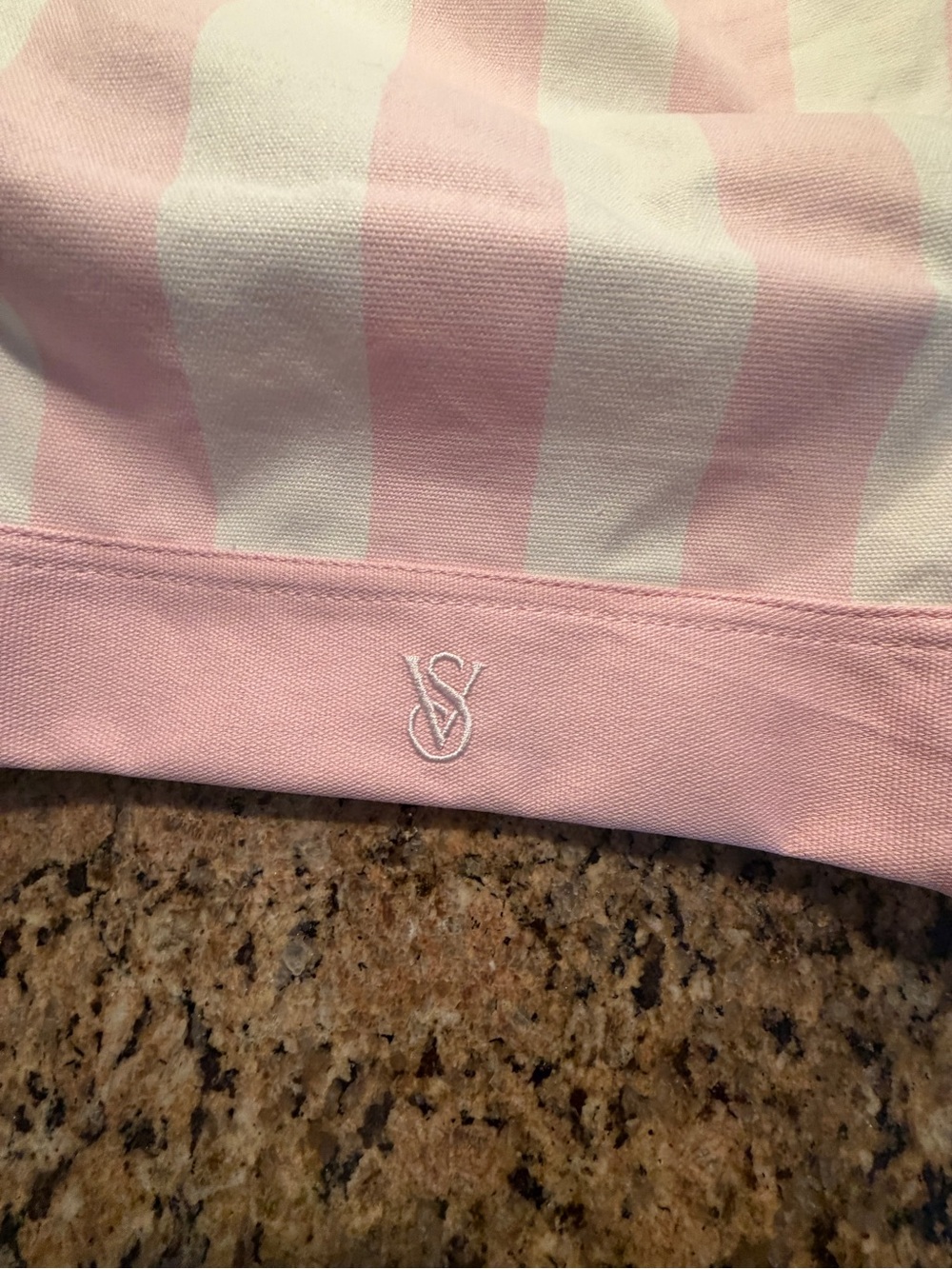 VICTORIA SECRET IconicStriped Pink and White Tote Bag - Picture 2 of 5
